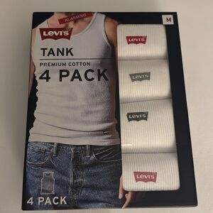 Levis Tank Top Mens Medium White 4 Pack Ribbed